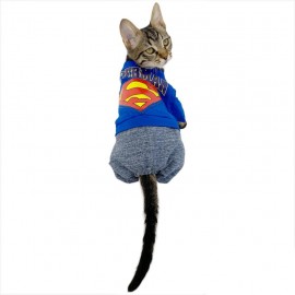 Superman Penye Tulum Kedi Tulumu Kedi Elbisesi