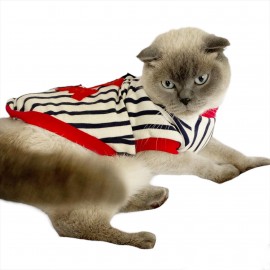 Love Mom Stripe Dual Oval Yaka Tişört Kedi Kıyafeti Kedi Elbisesi, Anneler Günü