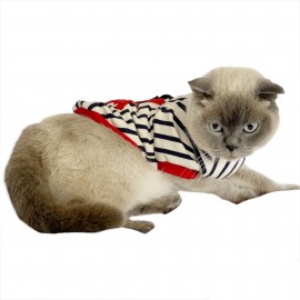 Love Mom Stripe Dual Oval Yaka Tişört Kedi Kıyafeti Kedi Elbisesi, Anneler Günü