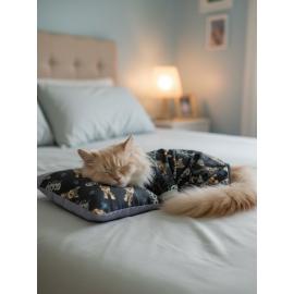  Mavi GoodPaws Uyku Takımı | Pamuklu Penye Kedi Tulumu ve Mini Yastık | Kediler İçin | Tüy Dökülmesini Azaltır