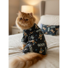  Mavi GoodPaws Uyku Takımı | Pamuklu Penye Kedi Tulumu ve Mini Yastık | Kediler İçin | Tüy Dökülmesini Azaltır