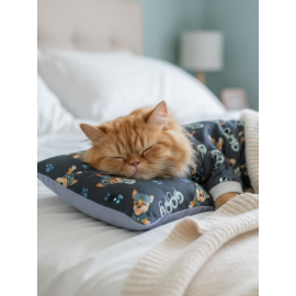  Mavi GoodPaws Uyku Takımı | Pamuklu Penye Kedi Tulumu ve Mini Yastık | Kediler İçin | Tüy Dökülmesini Azaltır