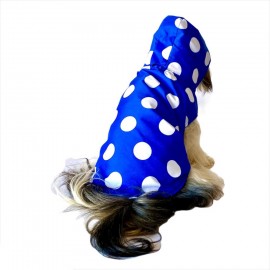 Mega Dots Blue Yağmurluk Kapşonlu  Köpek Yağmurluğu 