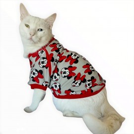 Red Mickey İnce Kedi Ceketi Kedi Kıyafeti Kedi Elbisesi Kedi Modası