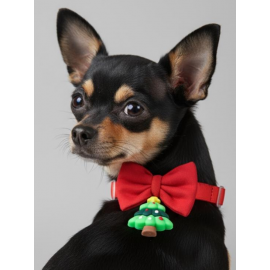 Christmas Tree Yılbaşı Köpek Papyon Tasması | Kırmızı Fiyonk Boyun Aksesuarı | Noel Temalı Köpek Süsü
