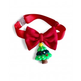 Christmas Tree Yılbaşı Köpek Papyon Tasması | Kırmızı Fiyonk Boyun Aksesuarı | Noel Temalı Köpek Süsü
