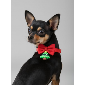 Christmas Tree Yılbaşı Köpek Papyon Tasması | Kırmızı Fiyonk Boyun Aksesuarı | Noel Temalı Köpek Süsü