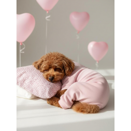 Minimini Kalpler Pembe Köpek Uyku Takımı | Pamuklu Penye Köpek Tulumu ve Mini Yastık | Küçük Irklar İçin | Tüy Dökülmesini Azaltır