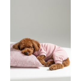 Minimini Kalpler Pembe Köpek Uyku Takımı | Pamuklu Penye Köpek Tulumu ve Mini Yastık | Küçük Irklar İçin | Tüy Dökülmesini Azaltır