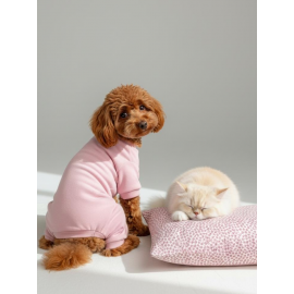 Minimini Kalpler Pembe Köpek Uyku Takımı | Pamuklu Penye Köpek Tulumu ve Mini Yastık | Küçük Irklar İçin | Tüy Dökülmesini Azaltır