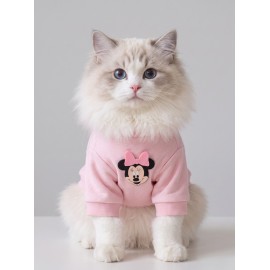 Pinkie Mouse Kedi Uyku Seti | Pembe Kalın Penye Kedi Tulumu ve Kurdele Detaylı Mini Yastık | 2 Parça