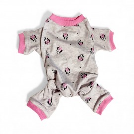 Minnie Kedi Tulumu | Pamuklu Penye Kedi Pijaması | Küçük Irklar İçin | Tüy Dökülmesini Azaltır