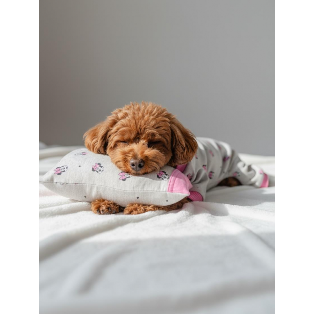 Minnie Pembe Köpek Uyku Takımı | Pamuklu Penye Köpek Tulumu ve Mini Yastık | Küçük Irklar İçin | Tüy Dökülmesini Azaltır