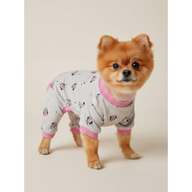 Minnie Pembe Köpek Uyku Takımı | Pamuklu Penye Köpek Tulumu ve Mini Yastık | Küçük Irklar İçin | Tüy Dökülmesini Azaltır