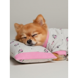 Minnie Pembe Köpek Uyku Takımı | Pamuklu Penye Köpek Tulumu ve Mini Yastık | Küçük Irklar İçin | Tüy Dökülmesini Azaltır