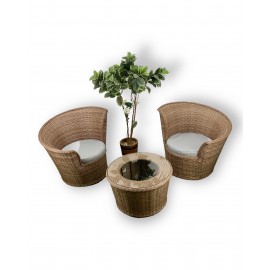 Moon Koyu Kahve Rattan Bahçe Koltuk Kahve Takımı
