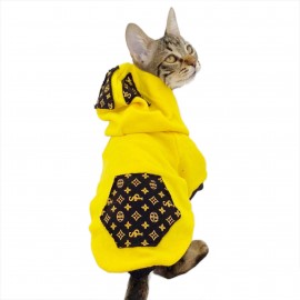 Yellow Lux Sweatshirt Kapşonlu Kedi Kıyafeti Kedi Sweatshirt