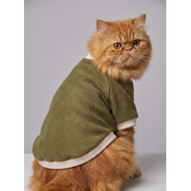 Natura Cozy Pati & Yastık | Nefti Yeşil Polar Kedi Sweatshirt ve Mini Yastık | 2 Parça