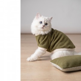 Natura Cozy Pati & Yastık | Nefti Yeşil Polar Kedi Sweatshirt ve Mini Yastık | 2 Parça