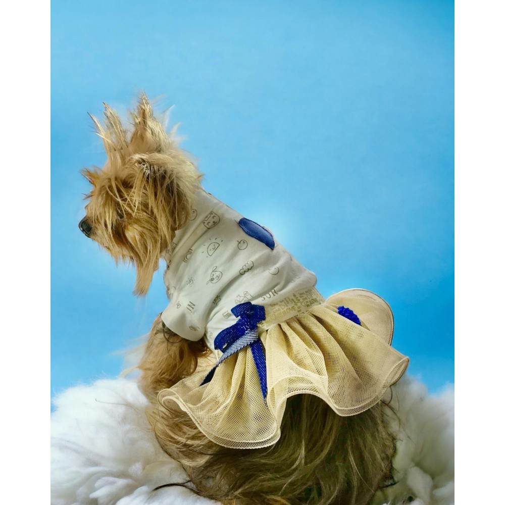 Navy Creamy Tütülü Köpek Elbisesi,  Kıyafeti Tutu