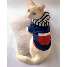 Neo Tommie Kapşonlu Kedi Sweatshirt Kedi Kıyafeti Kedi Elbisesi Kedi Giyim 