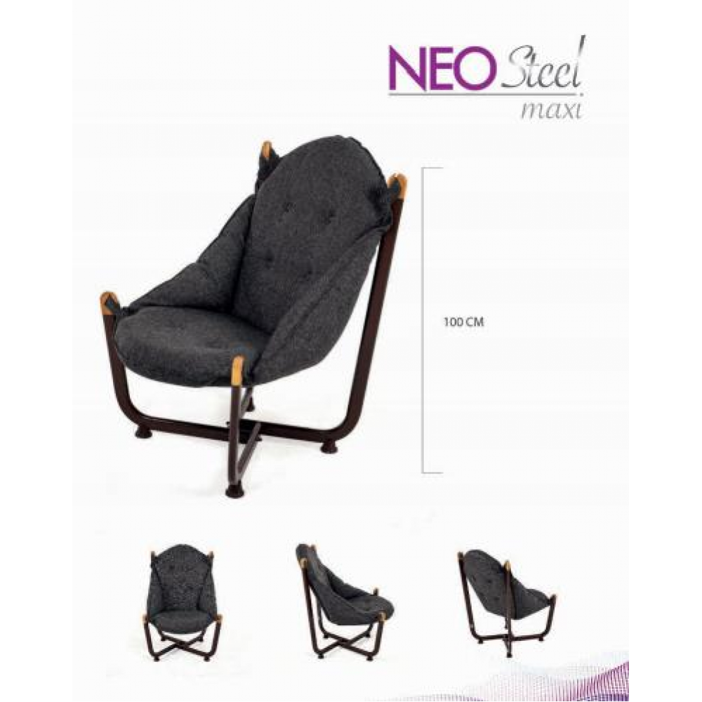 NeoSteel Kahve Ayak Kızıl Kahve Minderli SEHPALI Dış Mekan Rahat Bahçe