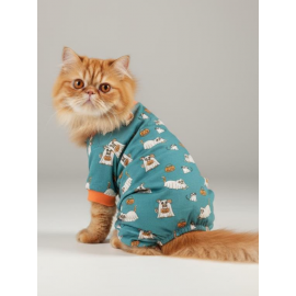 Puggy Pie Kedi Tulumu | Pamuklu Penye Kedi Kıyafeti | Küçük Irklar İçin | Tüy Dökülmesini Azaltır