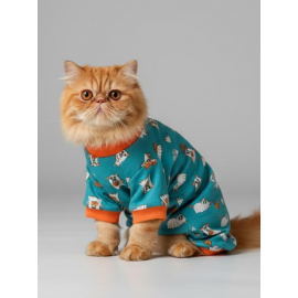 Puggy Pie Kedi Tulumu | Pamuklu Penye Kedi Kıyafeti | Küçük Irklar İçin | Tüy Dökülmesini Azaltır