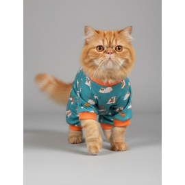 Puggy Pie Kedi Tulumu | Pamuklu Penye Kedi Kıyafeti | Küçük Irklar İçin | Tüy Dökülmesini Azaltır