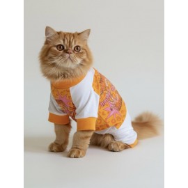 Tiger Leopar Desenli Penye Kedi Tulum | Tüy Dökülmesini Azaltmaya Yardımcı | Yumuşak & Rahat Kedi Kıyafeti