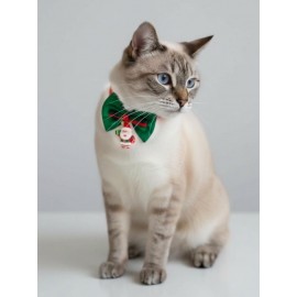 Noel Baba Kedi Papyon Tasması | Yeşil Kırmızı Fiyonk Boyun Aksesuarı | Noel Temalı Kedi Süsü