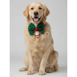 Noel Baba Köpek Papyon Tasması |  Yeşil Kırmızı Fiyonk Boyun Aksesuarı | Noel Temalı Köpek Süsü | Orta ve Büyük Irklar İçin
