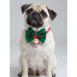 Noel Baba Küçük Irk Köpek Papyon Tasması | Kırmızı Fiyonk Boyun Aksesuarı | Noel Temalı Köpek Süsü