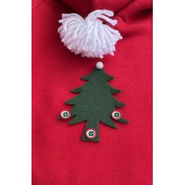 Santa Bow Kırmızı Yılbaşı Köpek Kıyafeti | Noel Baba Kapüşonlu Polar Sweatshirt | Orta ve Büyük Irklar İçin