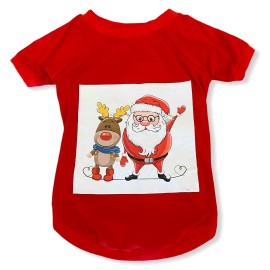 Noel Baba ve Rudolph Büyük Irk Köpek Tişörtü