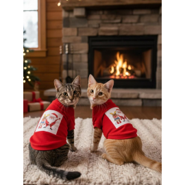 Noel Baba Ve Rudolph Kedi Tişörtü