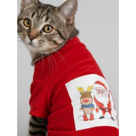 Noel Baba Ve Rudolph Kedi Tişörtü