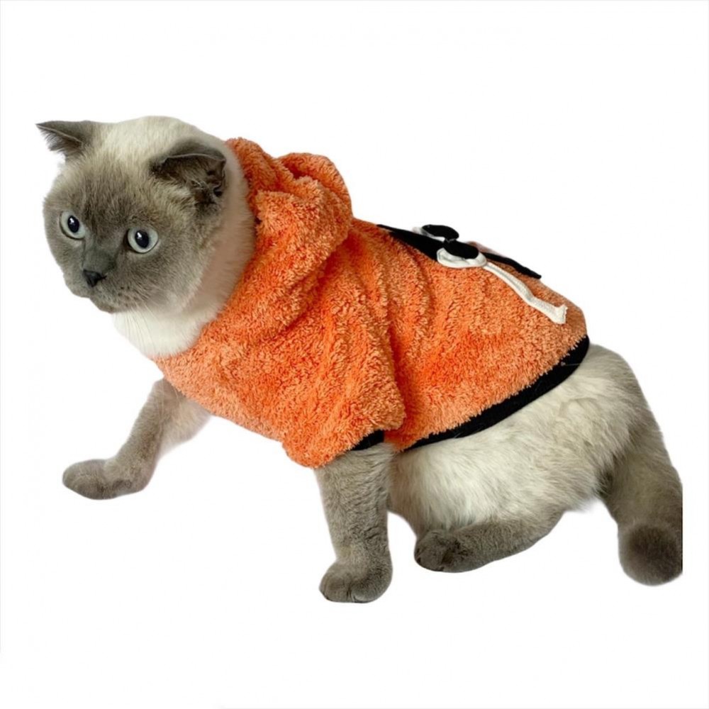 Orange Black Bunny Kapsonlu Sweatshirt Kedi Süeteri Kedi Kıyafeti 