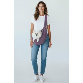 Pastel Eflatun Güderi Dokulu Köpek Taşıma Çantası – Emniyet Kemerli