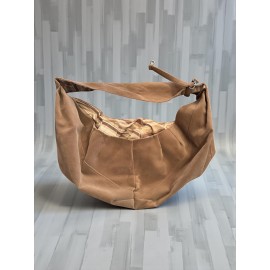 Pastel Kahve Güderi Dokulu  Kedi Taşıma Çantası – Emniyet Kemerli