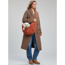 Pastel Turuncu Güderi Dokulu Köpek Taşıma Çantası – Emniyet Kemerli