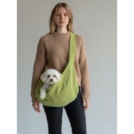 Pastel Yeşil Güderi Dokulu Köpek Taşıma Çantası – Emniyet Kemerli