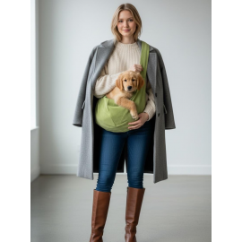 Pastel Yeşil Güderi Dokulu Köpek Taşıma Çantası – Emniyet Kemerli