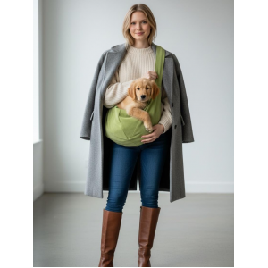 Pastel Yeşil Güderi Dokulu Köpek Taşıma Çantası – Emniyet Kemerli