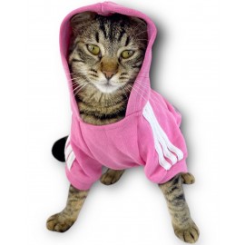 Pembe Adidog Kapşonlu Kedi Sweatshirt Kazak Duo 