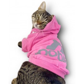 Pembe Adidog Kapşonlu Kedi Sweatshirt Kazak Duo 