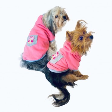 Pembe Baykuş Kapşonlu Sweat by Kemique Köpek Kazağı