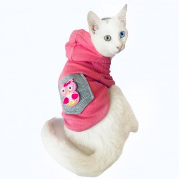 Pembe Baykuş Sweatshirt Kedi Süeteri Kedi Kıyafeti