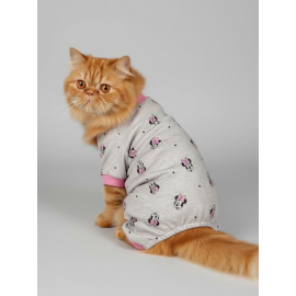 Pembe Minnie Kedi Uyku Seti | Penye Kedi Tulum ve Mini Yastık Takımı | Pamuklu | Tüy Dökülmesini Azaltır | 