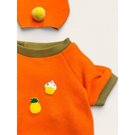 Pineapple and Ice Cream Turuncu Haki Bereli  Köpekler İçin Polar Sweatshirt Takım